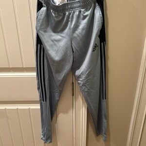 Adidas men’s  Light Gray Joggers with Black Stripes
